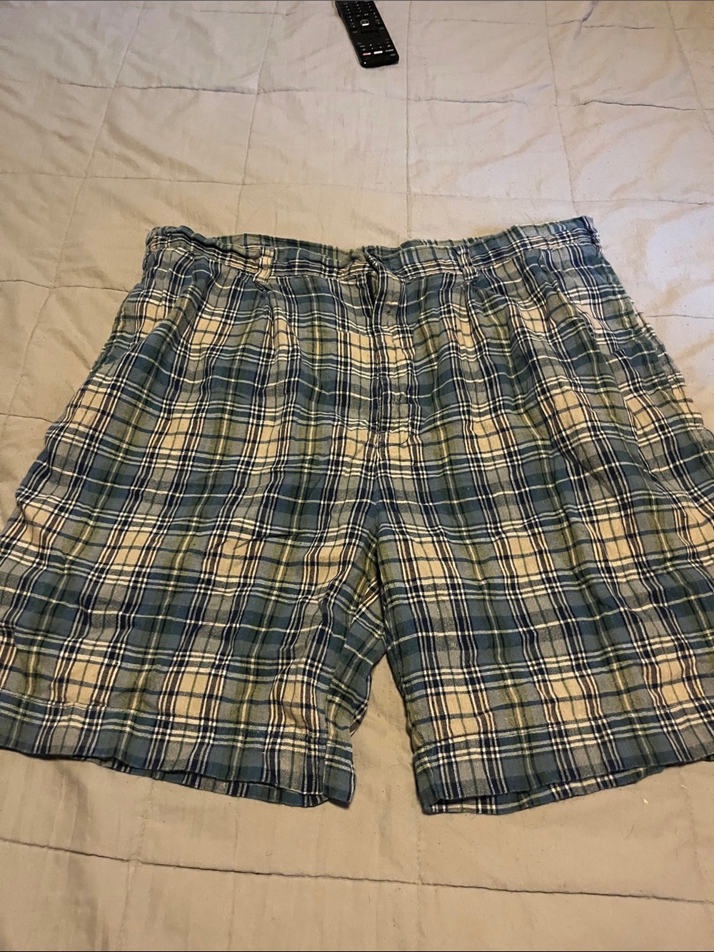Nautica Men's Plaid Shorts in Blue and Cream